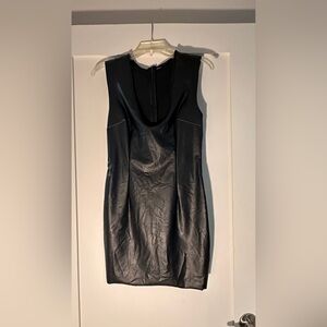 SHEIN Elegant Black Faux Leather Backless Dress